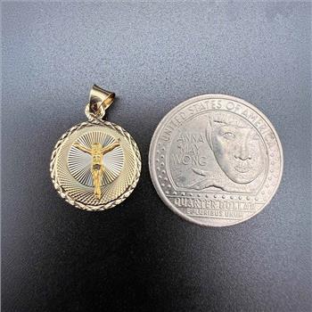 14K Tri Color Gold Religious Stamp Pendant