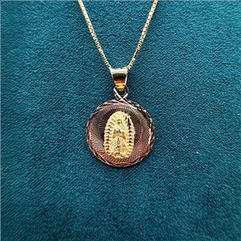 14K Tri Color Gold Religious Stamp Pendant