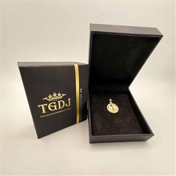 14K Yellow Gold Religious Stamp Pendant