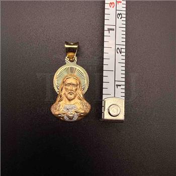 14K Two Tone Gold Religious Stamp Pendant