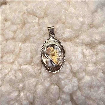 14K Two Tone Gold Religious Stamp Pendant