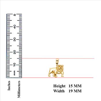 14K Yellow Gold Bulldog Pendant  - 15mm x 19mm