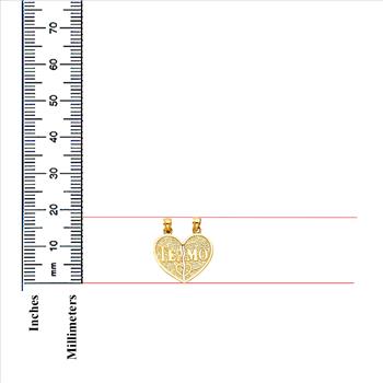 14K Yellow Gold Teamo Heart 2 Piece Pendant  - 18 mm X 22 mm