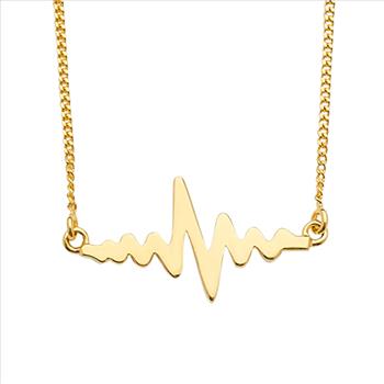 14K Yellow Gold Heartbeat Chain Necklace - 18
