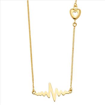 14K Yellow Gold Heartbeat Chain Necklace - 18