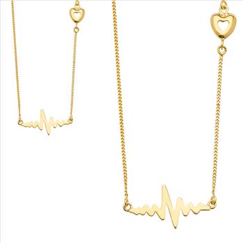 14K Yellow Gold Heartbeat Chain Necklace - 18