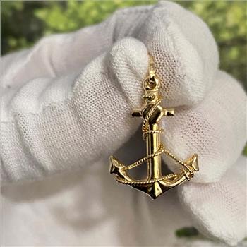 14K Yellow Gold Anchor Pendant