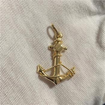 14K Yellow Gold Anchor Pendant