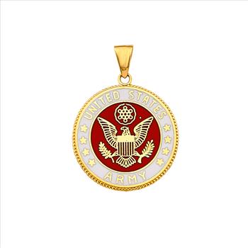 14K Yellow Gold US Army Double Sided Pendant