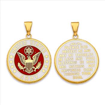14K Yellow Gold US Army Double Sided Pendant