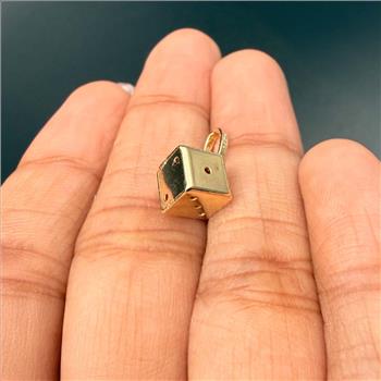 14K Yellow Gold Hollow Dice Pendant