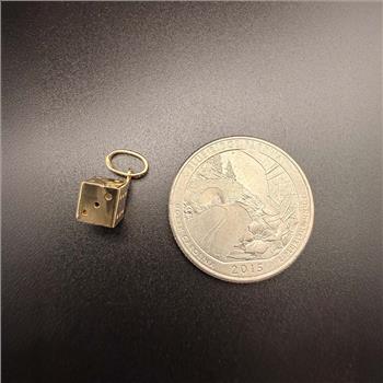 14K Yellow Gold Hollow Dice Pendant