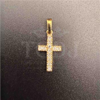 14K Yellow Gold cubic zirconia Cross Pendant