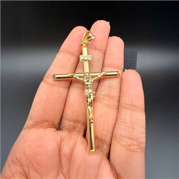 14K Yellow Gold Crucufix  Cross Pendant