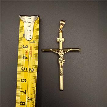 14K Yellow Gold Crucufix  Cross Pendant