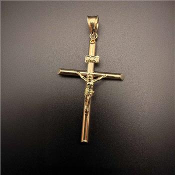14K Yellow Gold Crucufix Cross Pendant