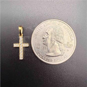 14K cubic zirconia Yellow Gold Cross Pendant