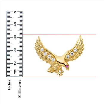 14K Yellow Gold Cubic zirconia Eagle Pendant- 32 mm X 40 mm