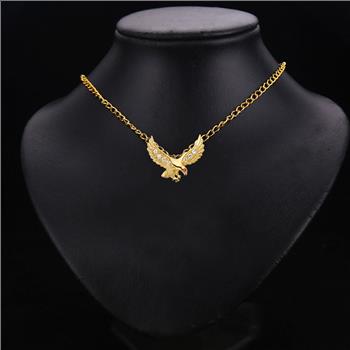 14K Yellow Gold Cubic zirconia Eagle Pendant- 32 mm X 40 mm