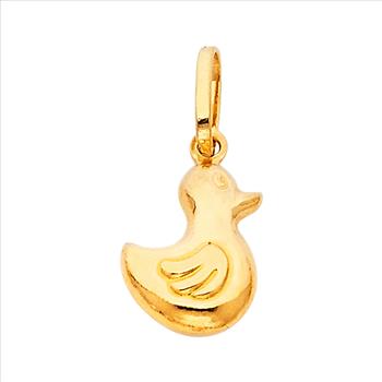 14K Yellow Gold Duck Pendant - 13 mm X 10 mm
