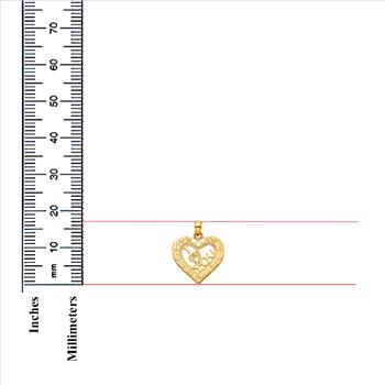 14K Yellow Gold I Love You Heart Pendant - 17 mm X 19 mm