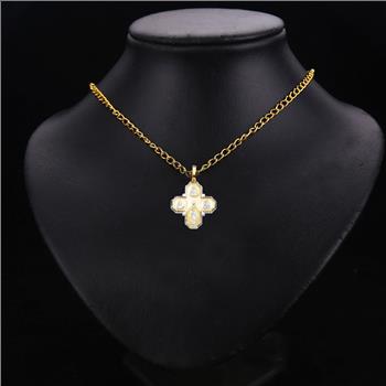 14K Two Tone Gold Four Way Cross Pendant