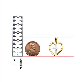 14K Two Tone Gold Heart Pendant with Cross Pendant