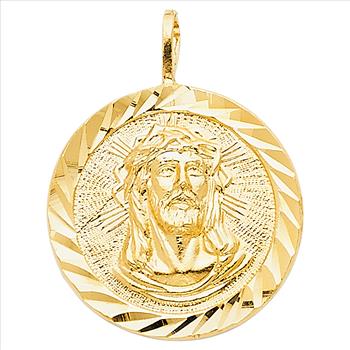 14K Yellow Gold Jesus Christ Stamp Pendant