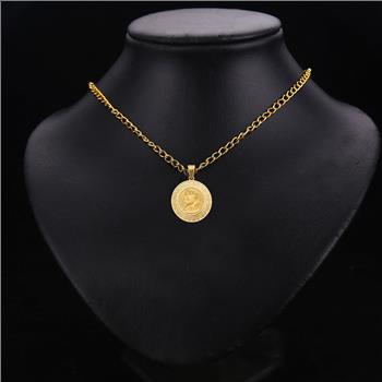 14K Yellow Gold Round Jesus Pendant
