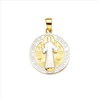 14K Two Tone Gold San Benito Medal Pendant