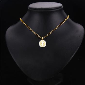 14K Two Tone Gold San Benito Medal Pendant