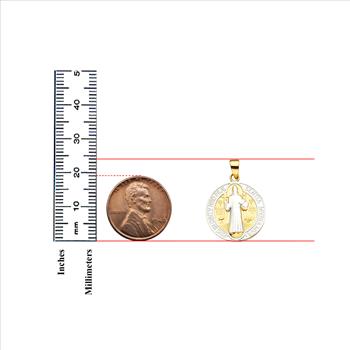 14K Two Tone Gold San Benito Medal Pendant