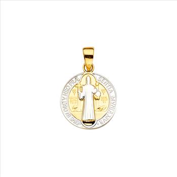 14K Two Tone Gold San Benito Medal Pendant