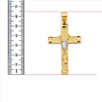 14K Two Tone Gold Religious Cross Pendant