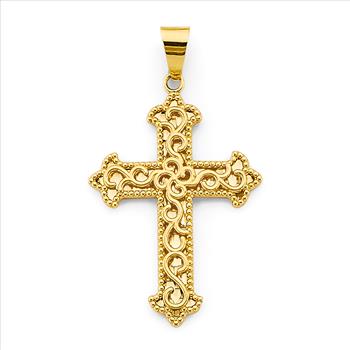 14K Yellow Gold Fancy Cross Pendant