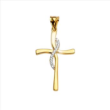 14K Two Tone Gold Cross Pendant