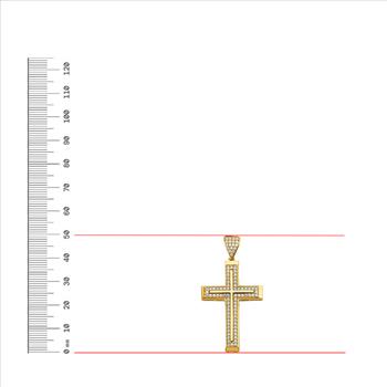 14K  Yellow Gold Cubic zirconia Cross Pendant