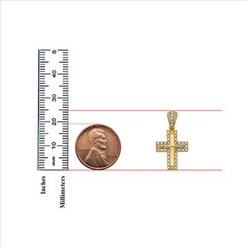 14K  Yellow Gold Cubic zirconia Cross Pendant