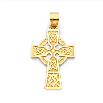 14K Yellow Gold Celtic Cross Pendant