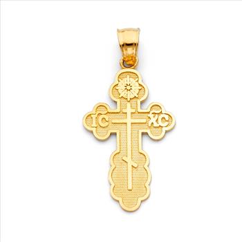 14K Yellow Gold Orthodox Cross Pendant