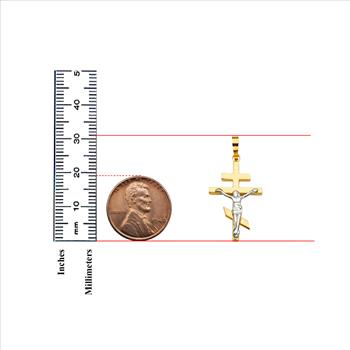 14K Two Tone Crucufix Cross Pendant