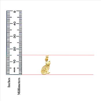14K Yellow Gold Cat Pendant - 15 mm X 10 mm