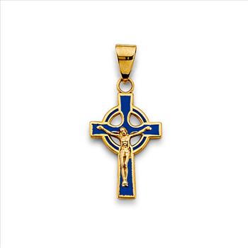 14K Yellow Gold Enamel Cross Pendant