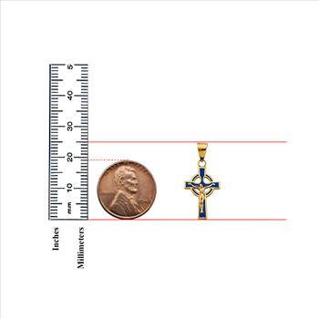 14K Yellow Gold Enamel Cross Pendant