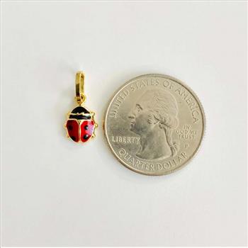14K Yellow Gold Hollow Enamel Pendant