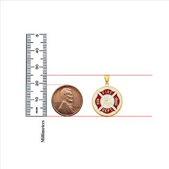 14K Yellow Gold Fire Dept. Double Sided Pendant