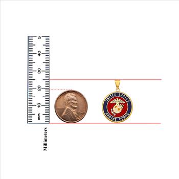 14K Yellow Gold US Marine Double Sided Pendant
