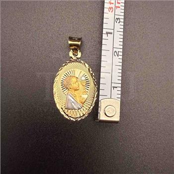 14K Two Tone Gold Religious Stamp Pendant