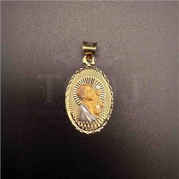 14K Two Tone Gold Religious Stamp Pendant
