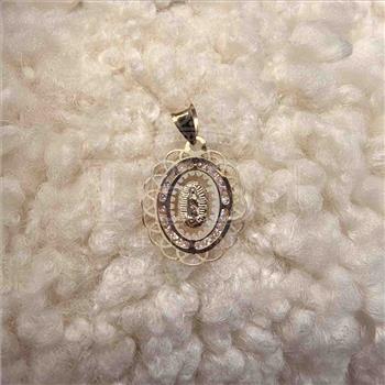 14K  Tri Color Gold Cubic zirconia Guadalupe Medal Pendant